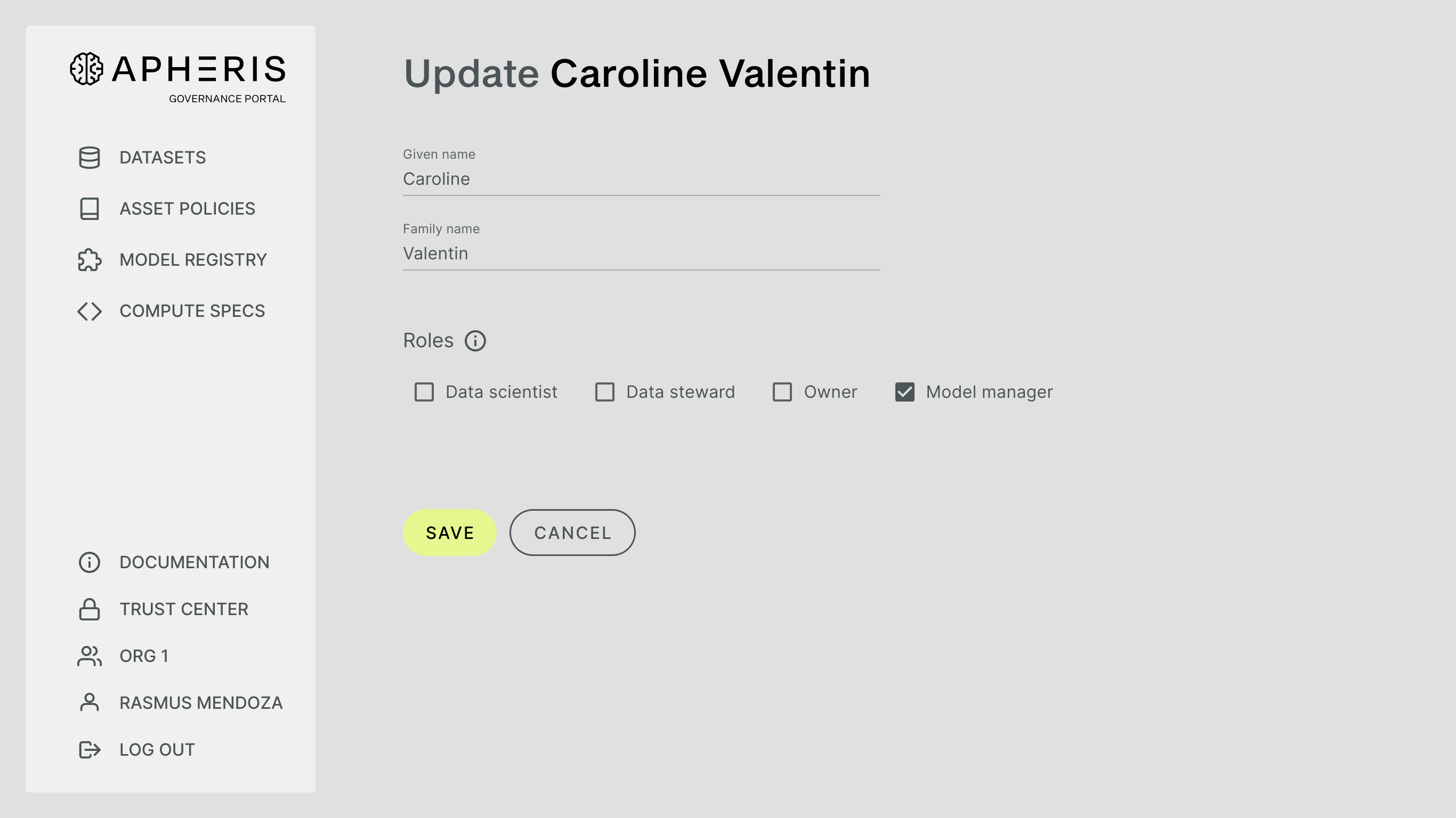 Apheris Governance Portal user management