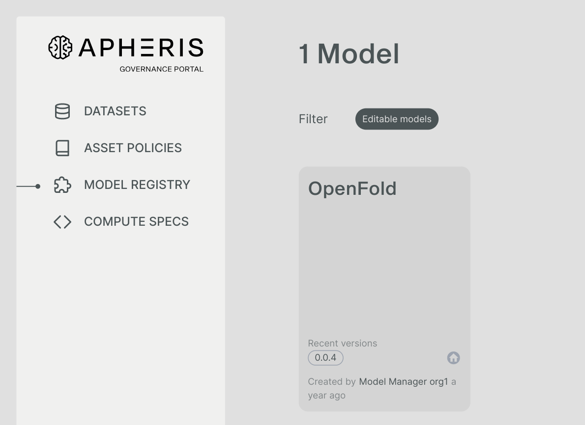 Apheris Model Registry - editable models